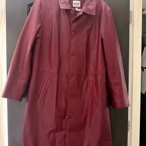 Chico's Burgundy Leather Trench Coat